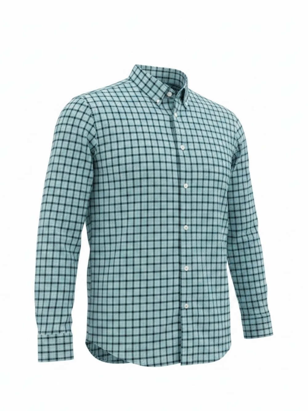 L.L. Bean Men's Blue and Navy Plaid Cotton Button-Down Shirt